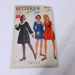 Butterick Dress Sewing Pattern 4944 A-Line Mini Mod Style Size‎ 10 Vintage/#6370